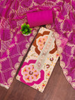 Peach and Pink Viscose Silk Unstitched Suit Set