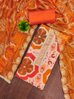 Orange Viscose Silk Unstitched Suit Set