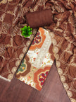 Brown Viscose Silk Unstitched Suit Set