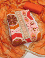 Orange Viscose Silk Unstitched Suit Set