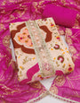 Peach and Pink Viscose Silk Unstitched Suit Set