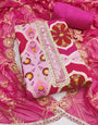 Purple and Pink Viscose Silk Unstitched Suit Set