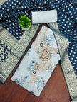 Teal Blue Modal Cotton Silk Unstitched suit set