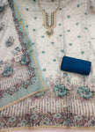 Light Blue Linen Embroidered Unstitched Suit Set