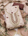 Rose gold Linen Embroidered Unstitched Suit Set
