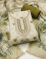 Light Green Linen Embroidered Unstitched Suit Set