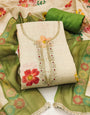 Green - Beige Pure Linen Cotton Unstitched Suit Set