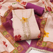 Purple - Beige Pure Linen Cotton Unstitched Suit Set