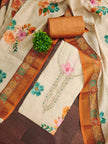 Brown - Beige Pure Linen Cotton Unstitched Suit Set