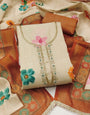 Brown - Beige Pure Linen Cotton Unstitched Suit Set