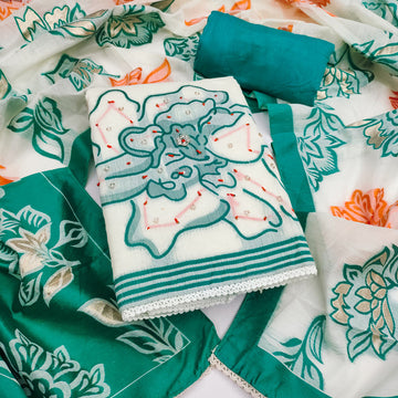 Sky Blue Pure Cotton Unstitched Suit Set