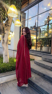 Maroon Silk Embroidered Stitched Suit