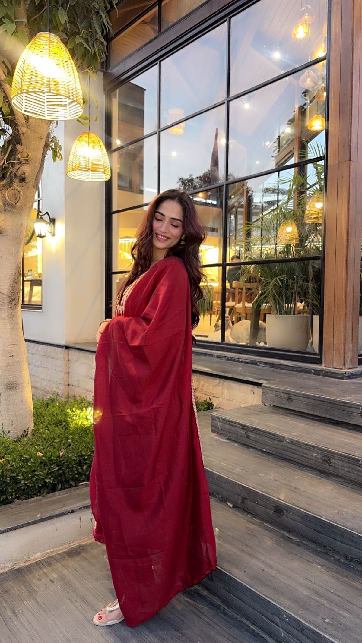 Maroon Silk Embroidered Stitched Suit