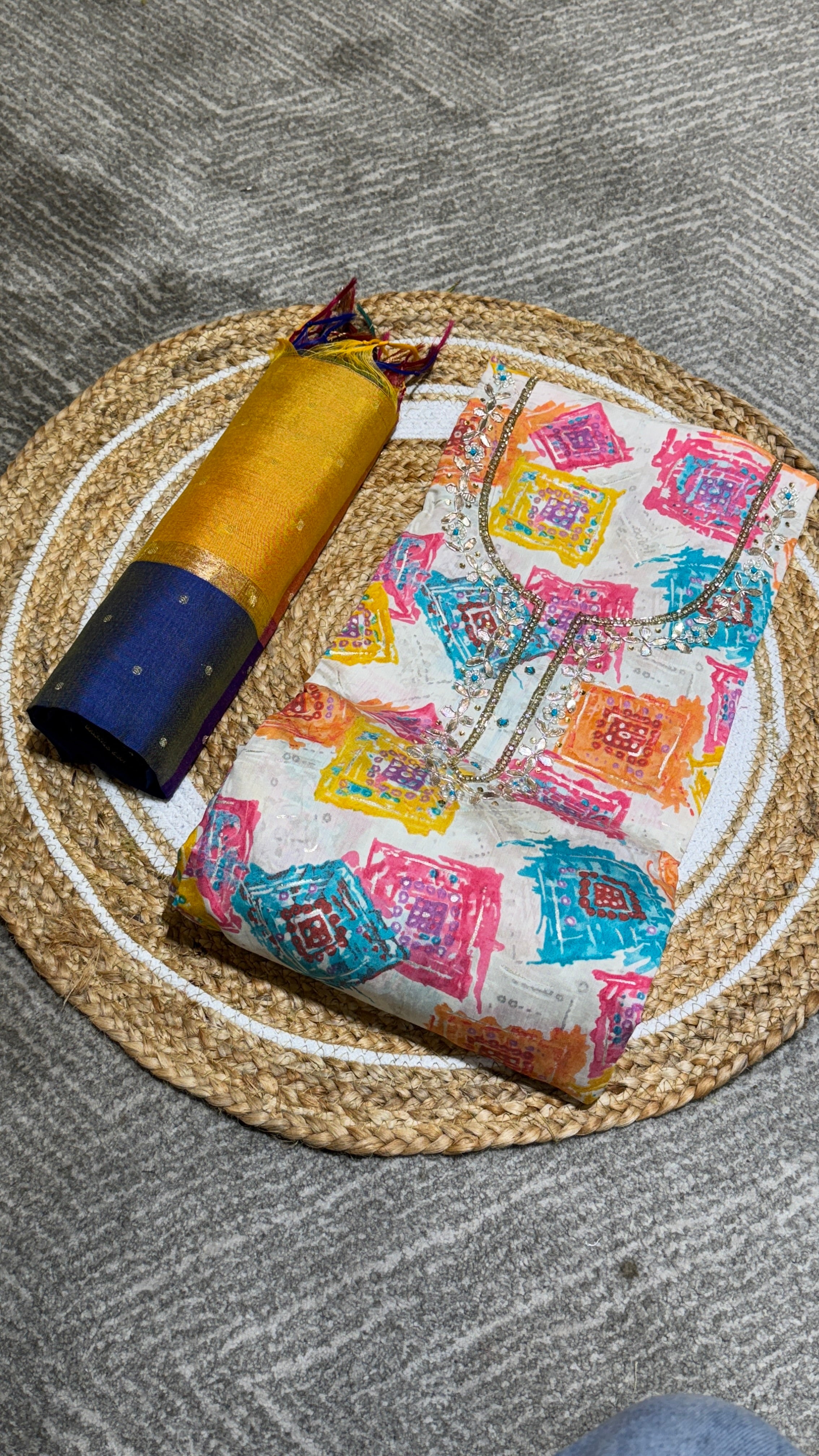 Cotton printed Unstitched suit Set for sangeet