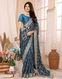 Blue vichitra silk Traditional bandhani saree