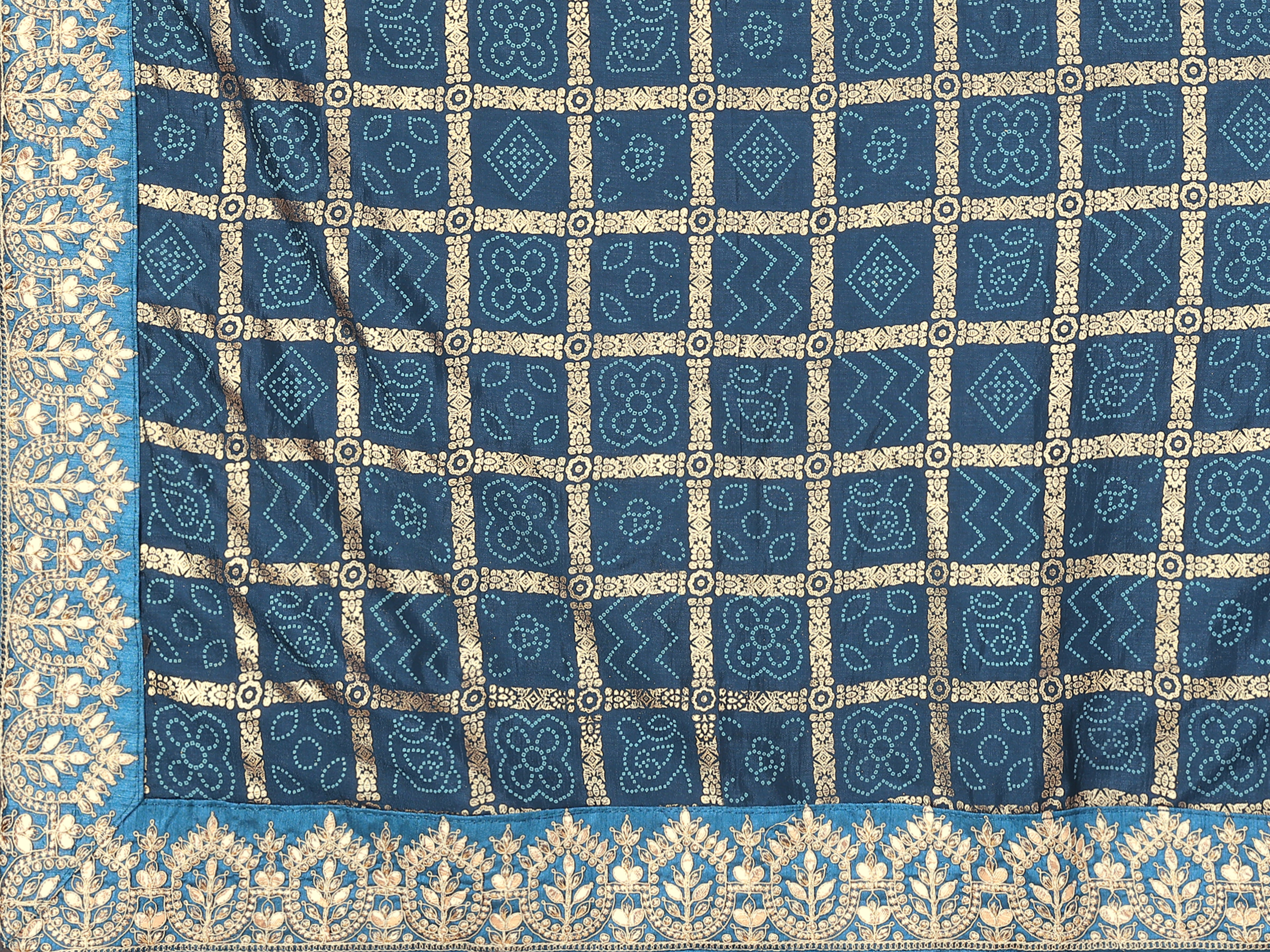 Blue vichitra silk Traditional bandhani saree