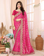 Pink Vichitra Silk Traditional Bandhani Saree