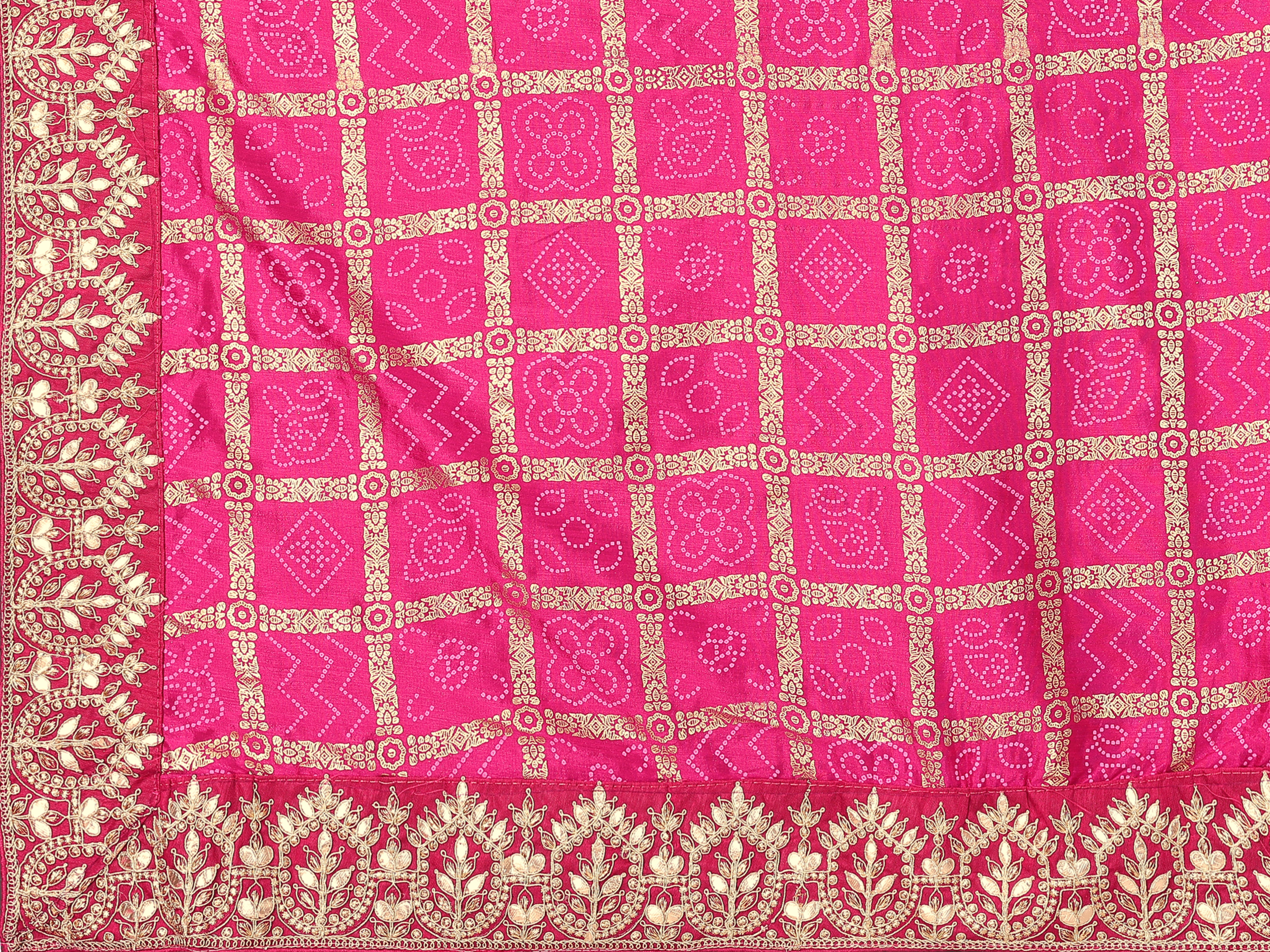 Pink Vichitra Silk Traditional Bandhani Saree