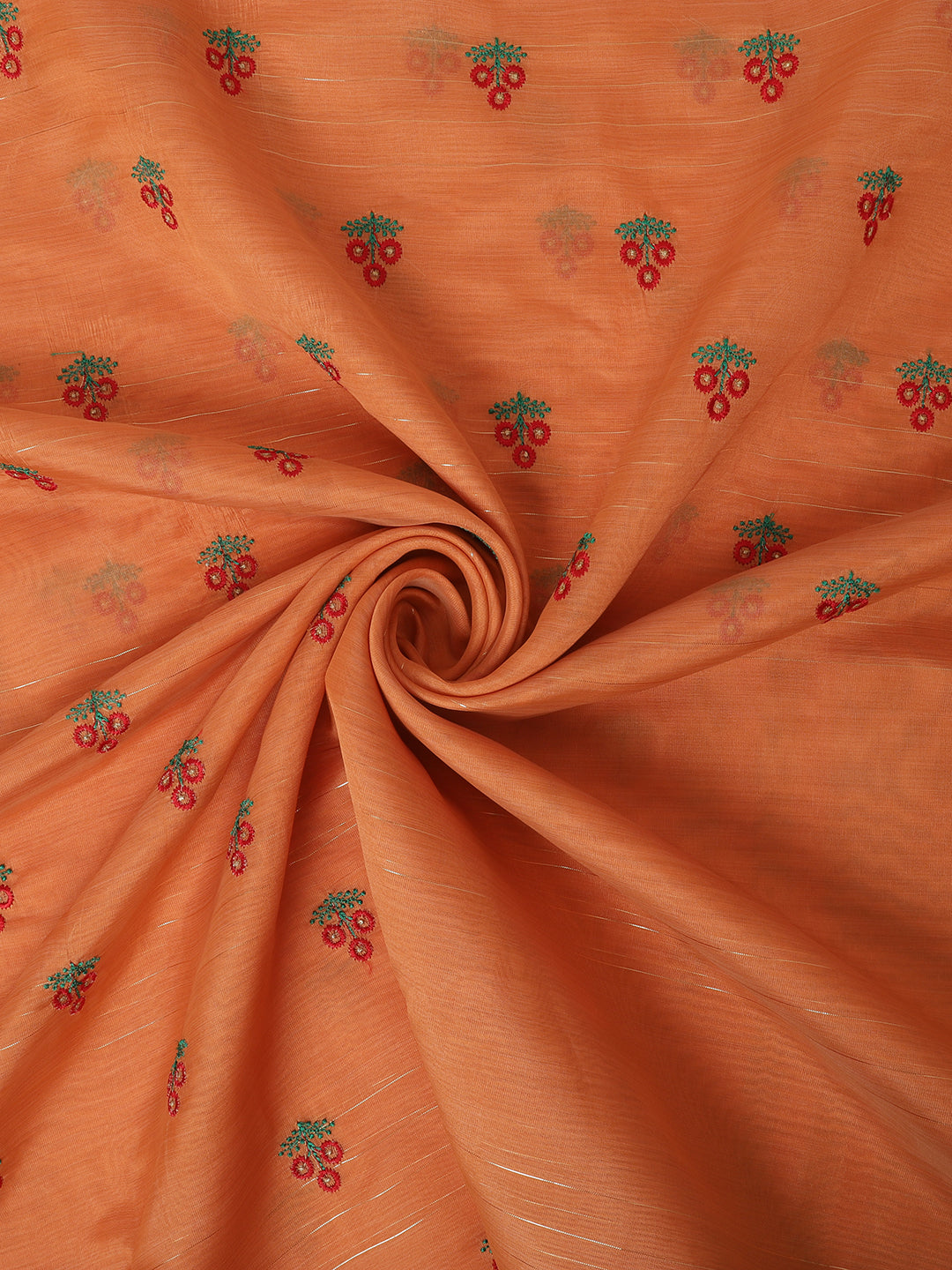 Orange Banarasi Silk Floral Embroidery Work Saree