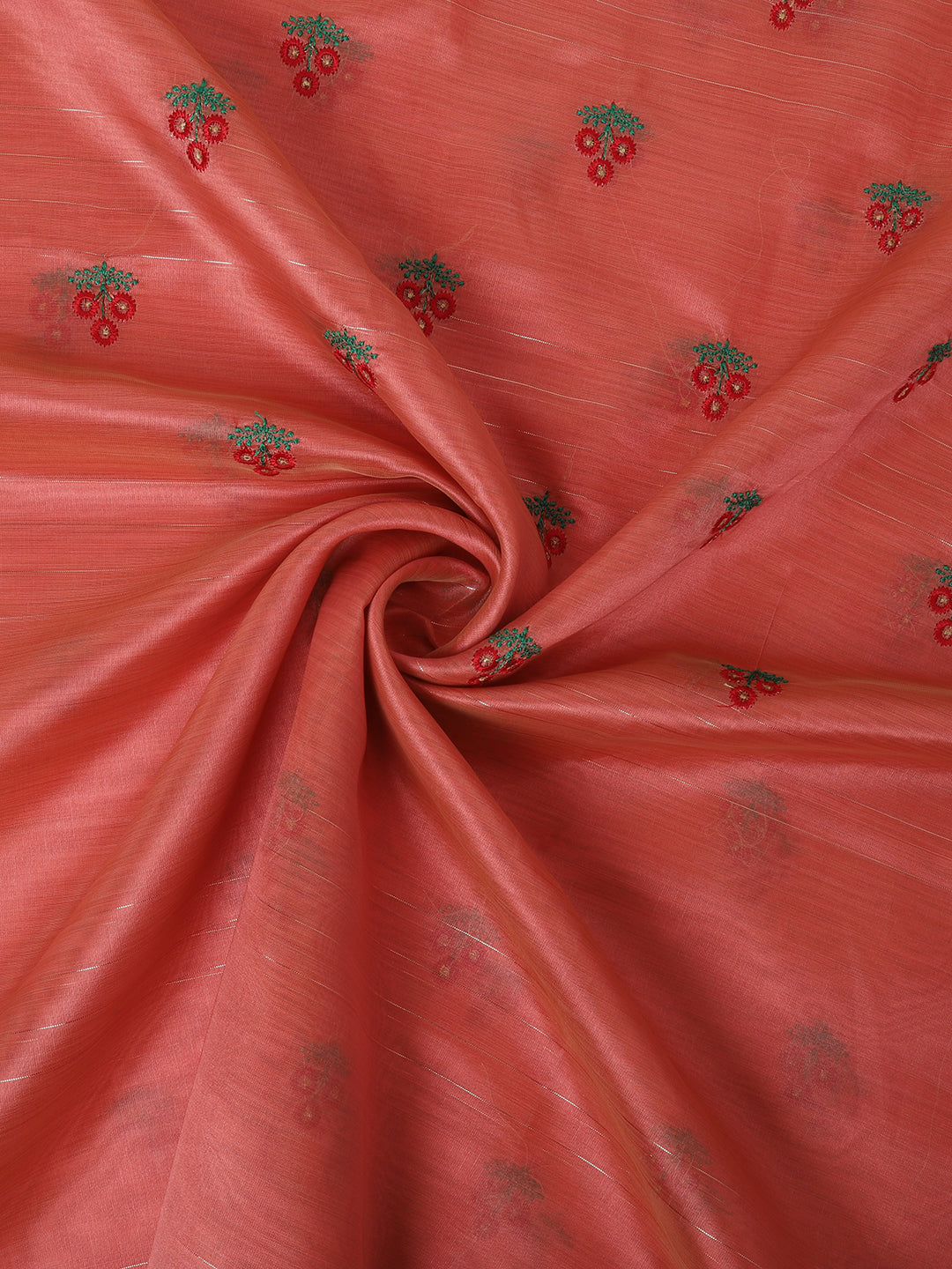 Red Banarasi Silk Floral Embroidery Work Saree