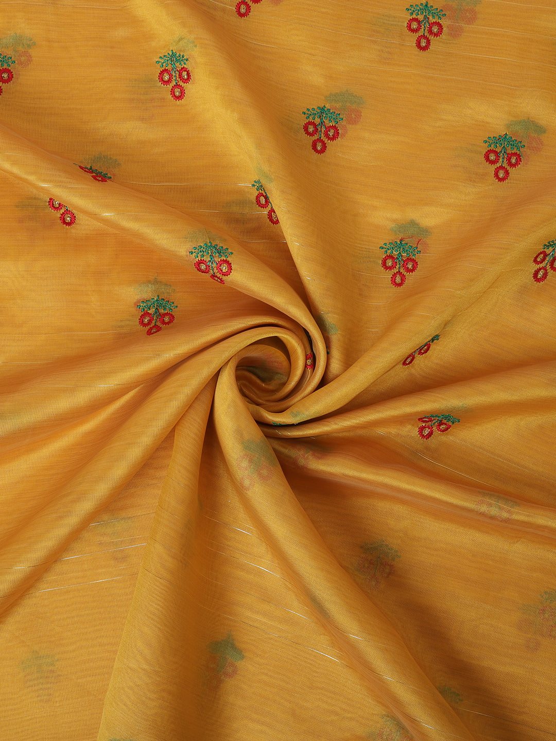 Yellow Banarasi Silk Floral Embroidery Work Saree