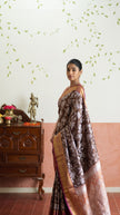 Brown Floral Banarasi Silk Weaving saree