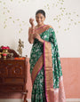 Dark Green Floral Banarasi Silk Weaving saree