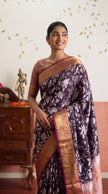 Purple Floral Banarasi Silk Weaving saree