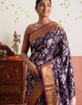 Purple Floral Banarasi Silk Weaving saree