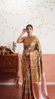 Yellow Floral Banarasi Silk Weaving saree