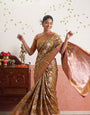 Yellow Floral Banarasi Silk Weaving saree