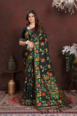 Black Floral Jamdani Soft Cotton Saree