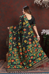 Black Floral Jamdani Soft Cotton Saree