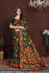 Green Floral Jamdani Soft Cotton Saree