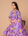 Lavender Floral Jamdani Soft Cotton Saree