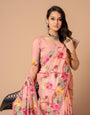 Pink Floral Jamdani Soft Cotton Saree