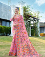 Pink Floral Pure Cottton Saree