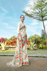 White Floral Pure Cottton Saree