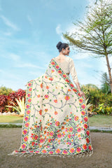 White Floral Pure Cottton Saree