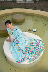 Latest blue color saree for daily wear