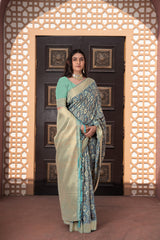 Latest Blue Color Zari Work Saree