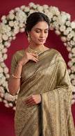 Mehndi Green Soft Banarasi Silk Saree
