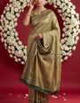 Mehndi Green Soft Banarasi Silk Saree