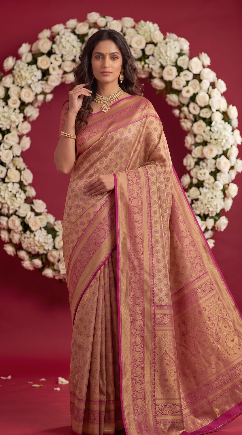 Pink Soft Banarasi Silk Saree