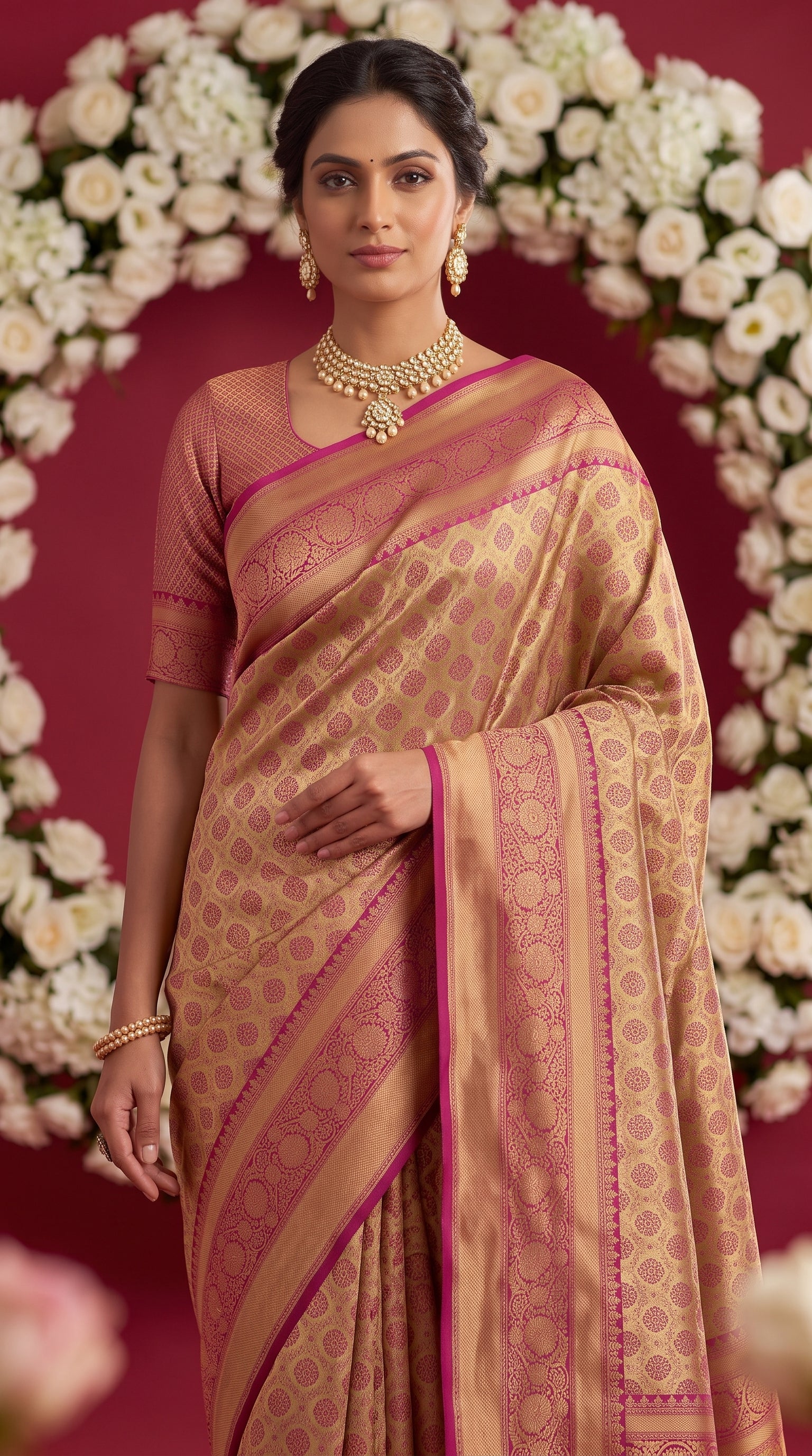 Pink Soft Banarasi Silk Saree