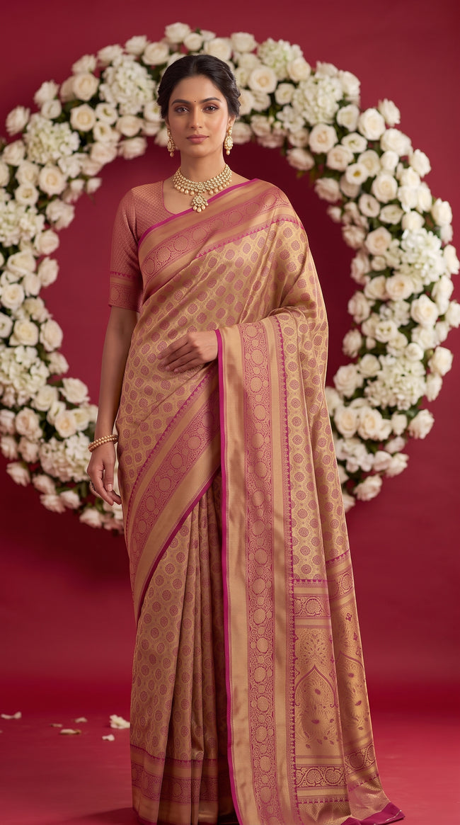 Pink Soft Banarasi Silk Saree