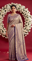 Metallic Purple Soft Banarasi Silk Saree