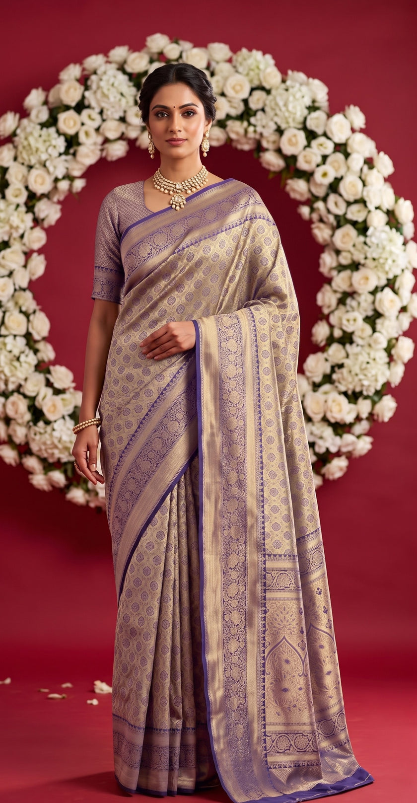 Metallic Purple Soft Banarasi Silk Saree