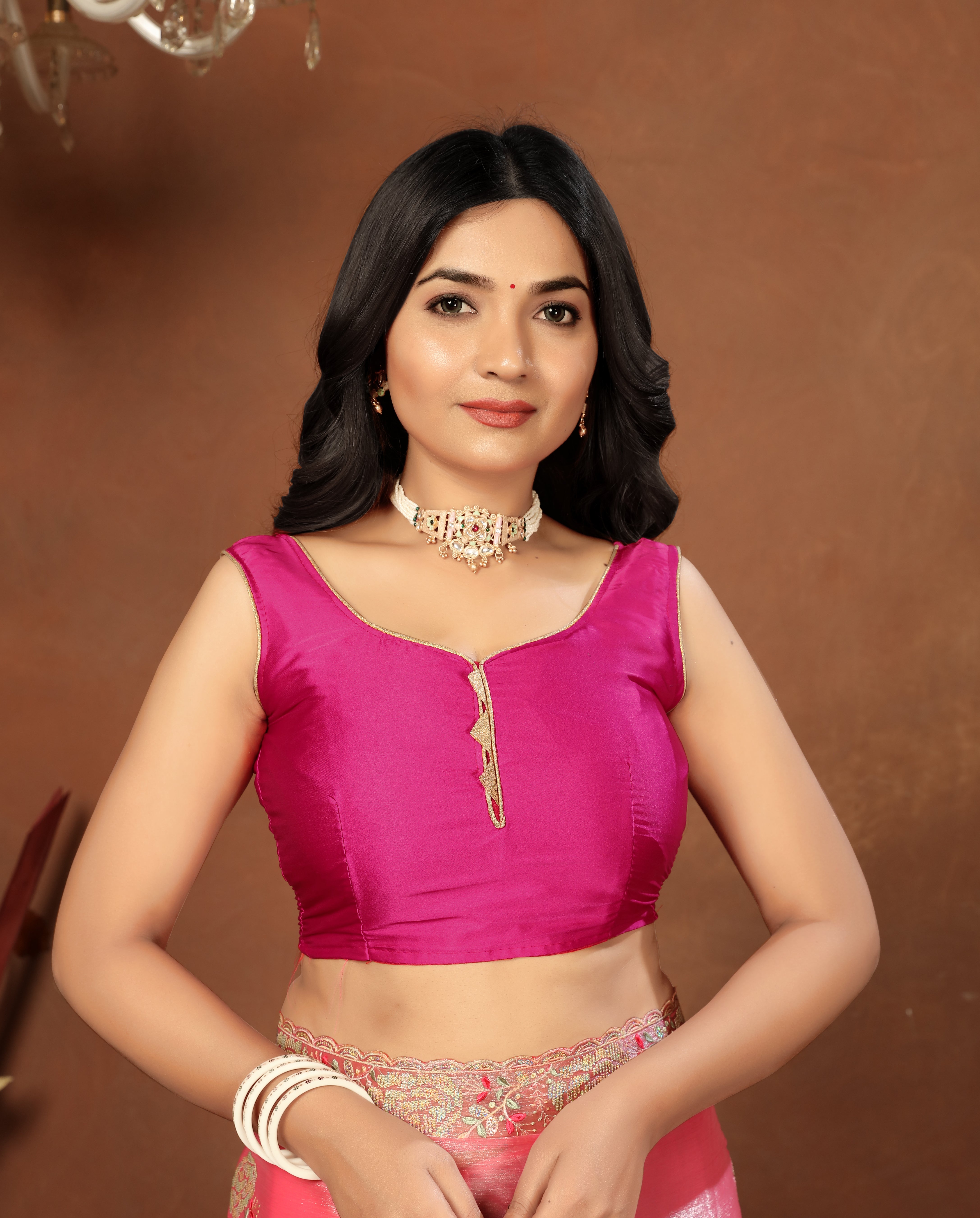 Light pink embroidered Jimmy Choo saree with blouse