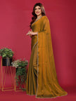 Mustard Satin Silk Handwork Saree